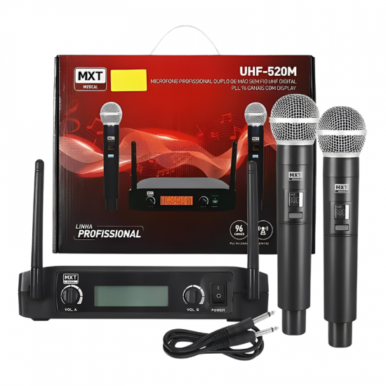 MICROFONE SEM FIO UHF MXT UHF-520M DUPLO DE MAO-DIGITAL 451722 (54.1.140)