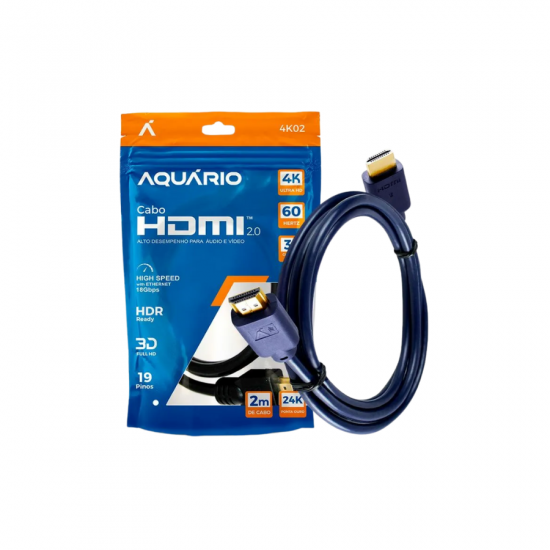 CABO HDMI 2M 2.0 4K 3D 19 PINOS AQUARIO 4K02