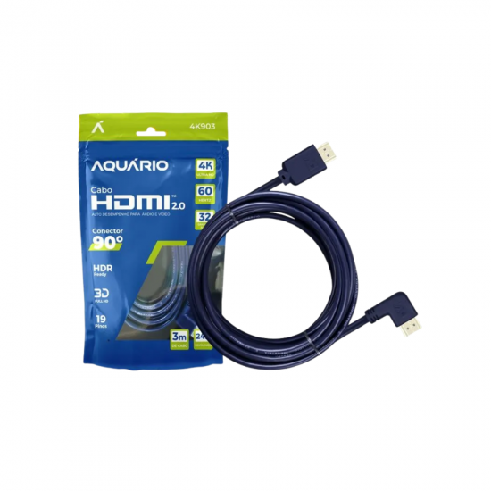 CABO HDMI 3M 90 2.0 4K 3D 19 PINOS  AQUARIO 4K903