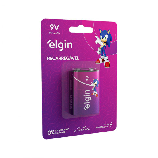 BATERIA 9V REGARREGAVEL ELGIN 250mAh