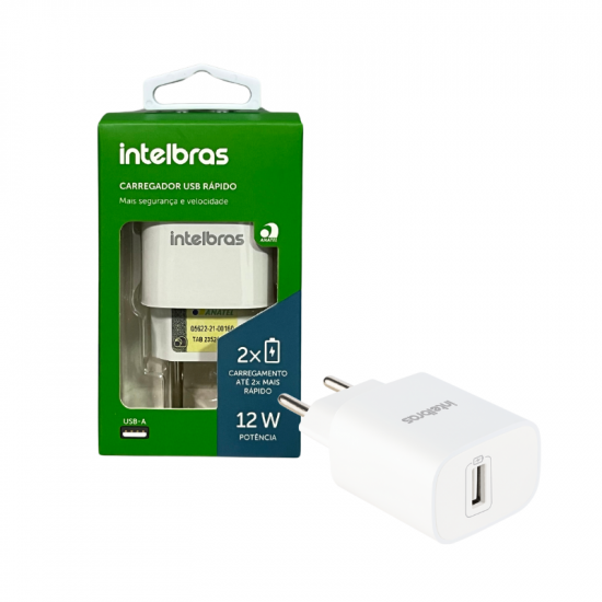 FONTE USB INTELBRAS PARA CELULAR 4820022 EC1 FAST 12W BRANCO