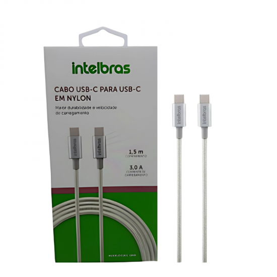 CABO PARA CELULAR USB-C/USB-C INTELBRAS NYLON BRANCO 4830060 EUCC 15NB 1,5m