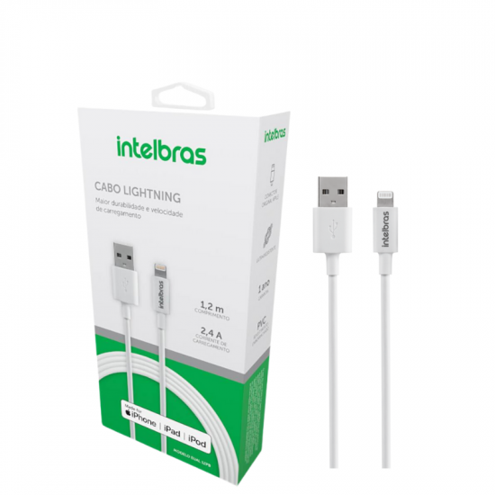 CABO PARA CELULAR USB-A/LIGHTNING INTELBRAS PVC BRANCO 4830062 12PB 1,2M