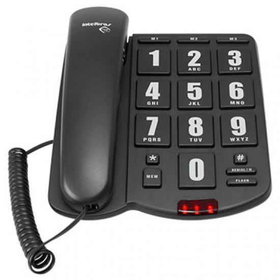 TELEFONE COM FIO TOK FACIL PRETO INTELBRAS 4000034