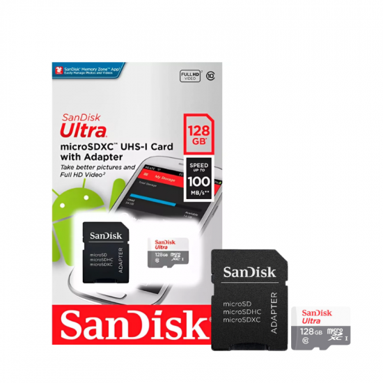 CARTAO DE MEMORIA 128GB SDSQUNR-128G-GN3MA SANDISK COM ADAPT.