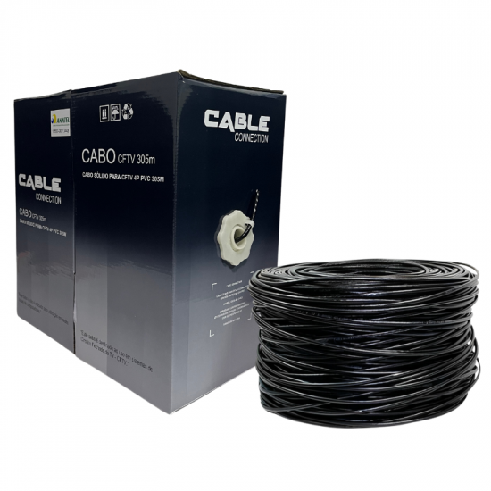 CABO DE REDE PARA CFTV CABLE CONNECTION 305M PRETO 0.511MMx4P