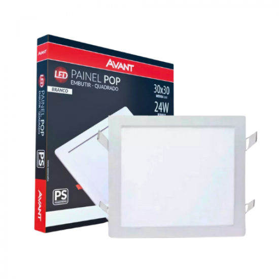 LUMINARIA LED 24W EMBUTIR AVANT QUADRADO BRANCA FRIA