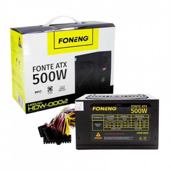 FONTE ATX 500W BIVOLT COM COOLER FONENG HDW-0002