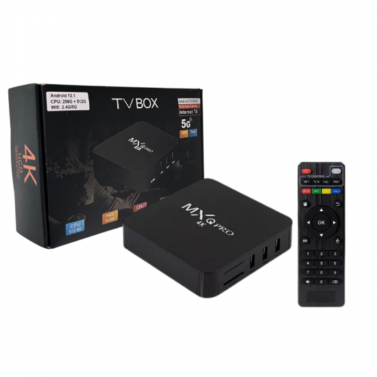 SMART TV BOX MXQPRO 4K ANDROID 12.1 256GB + 512GB HDMI WIFI 2.4/5.0