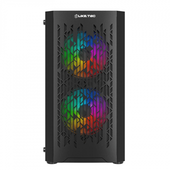 GABINETE GAMER LIKETEC DARK REVOLUTION RGB PRETO LATERAL EM VIDRO/SEM FONTE/3 FANS 12CM RGB (18733)