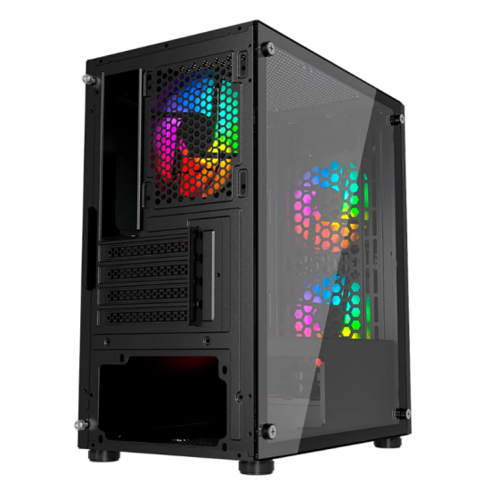 GABINETE GAMER LIKETEC DARK REVOLUTION RGB PRETO LATERAL EM VIDRO/SEM FONTE/3 FANS 12CM RGB (18733)