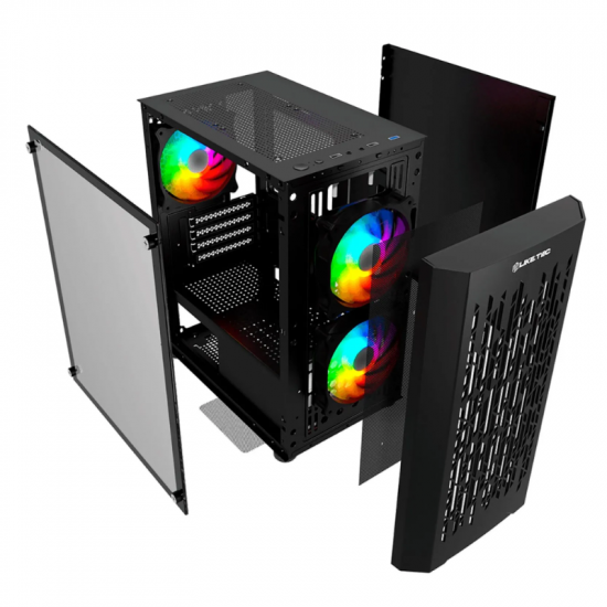 GABINETE GAMER LIKETEC DARK REVOLUTION RGB PRETO LATERAL EM VIDRO/SEM FONTE/3 FANS 12CM RGB (18733)