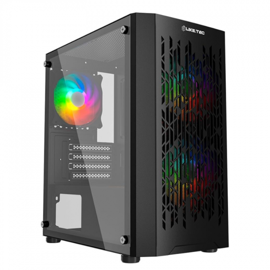 GABINETE GAMER LIKETEC DARK REVOLUTION RGB PRETO LATERAL EM VIDRO/SEM FONTE/3 FANS 12CM RGB (18733)