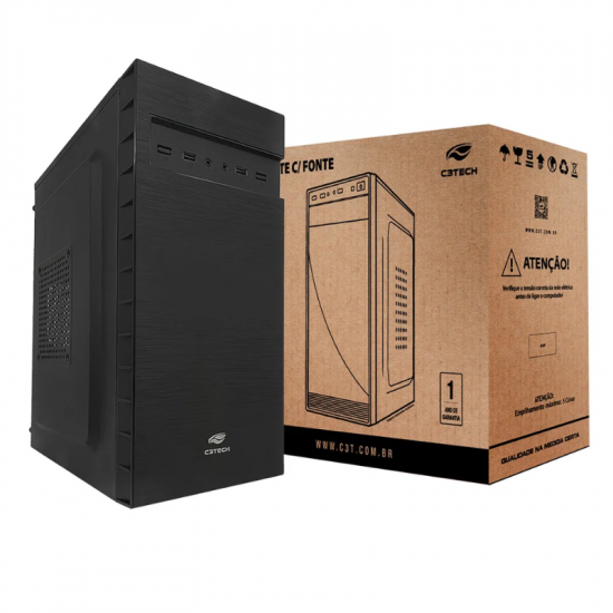 GABINETE MICRO-ATX C3TECH MT-32BK PRETO COM FONTE 200W (301140240100)