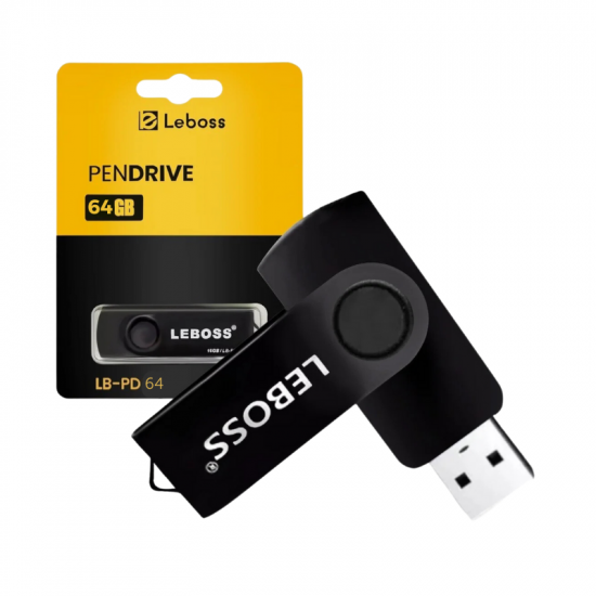 PENDRIVE 64GB LB-PD64 USB 2.0 LEBOSS PRETO