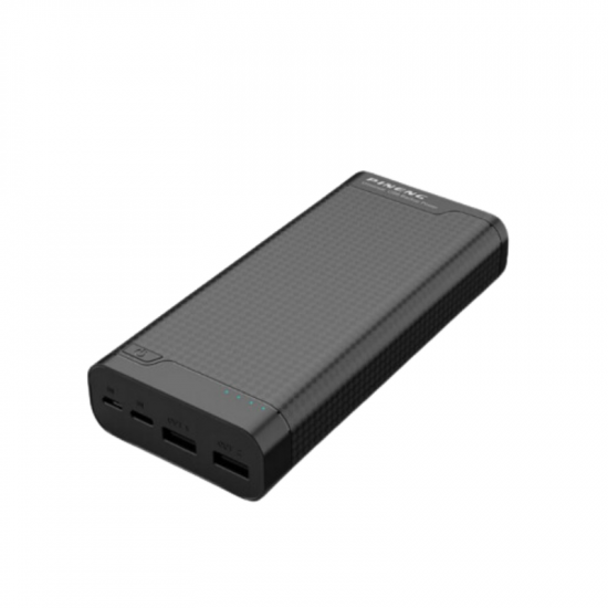 BATERIA PORTATIL 20000MAH C/ 2 SAIDAS USB + CABO USB-A/V8 PN-932 PINENG PRETO/BRANCO