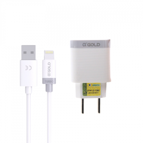 CARREGADOR PARA CELULAR LIGHTNING CA39-2 GOLD BRANCO