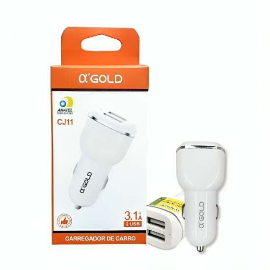 FONTE VEICULAR 2 USB CJ11 GOLD BRANCO