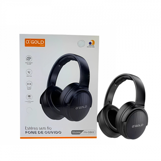 HEADPHONE SEM FIO FN-GB02 BLUET. 5.3 PRETO GOLD