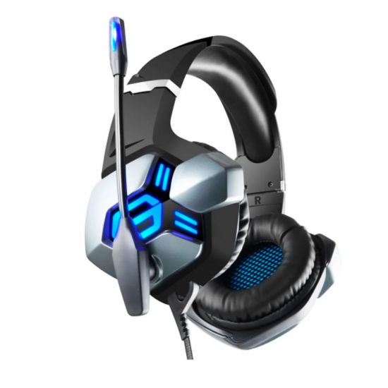 HEADSET GAMER COM FIO E LED KP-FN600 USB + P2 COM ADAPT. KNUP PARA PC/PS4/XBOX