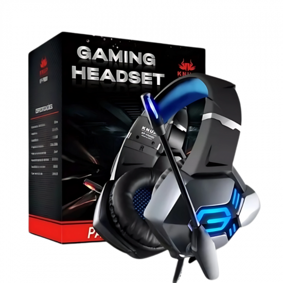 HEADSET GAMER COM FIO E LED KP-FN600 USB + P2 COM ADAPT. KNUP PARA PC/PS4/XBOX