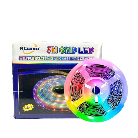 FITA DE LED COLORIDA MO-8001A 5M ATOMO COM FONTE MINI CONTROLADORA