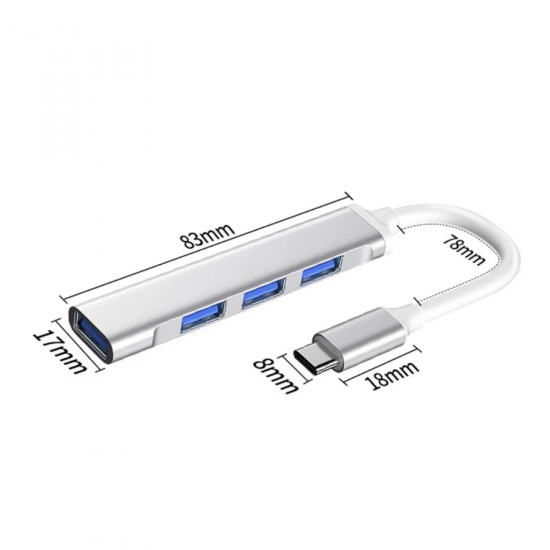 HUB USB-C COM 4 PORTAS USB 3.0 MO-809C ATOMO