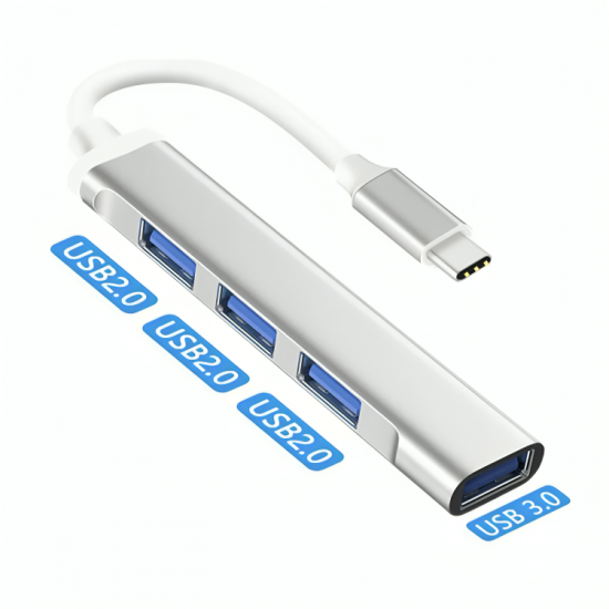 HUB USB-C COM 4 PORTAS USB 3.0 MO-809C ATOMO