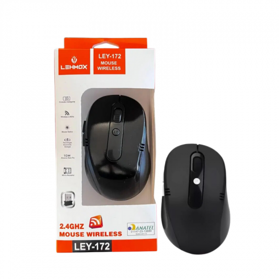 MOUSE SEM FIO LEY-172 LEHMOX PRETO