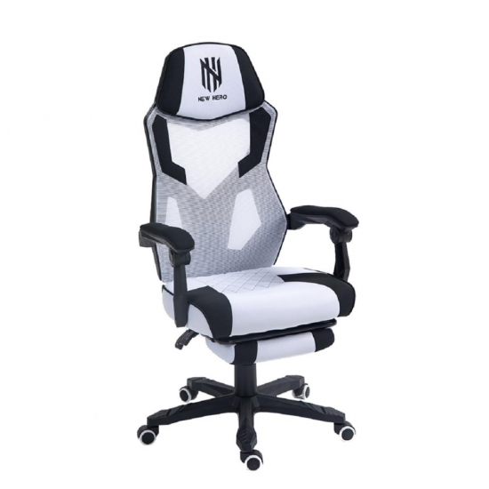 CADEIRA GAMER NEWHERO KINTO RECLINAVEL COM APOIO DE PERNAS BRANCO/PRETO