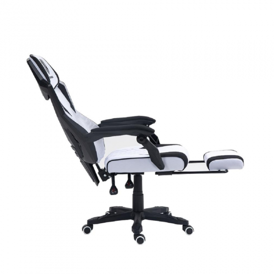 CADEIRA GAMER NEWHERO KINTO RECLINAVEL COM APOIO DE PERNAS BRANCO/PRETO