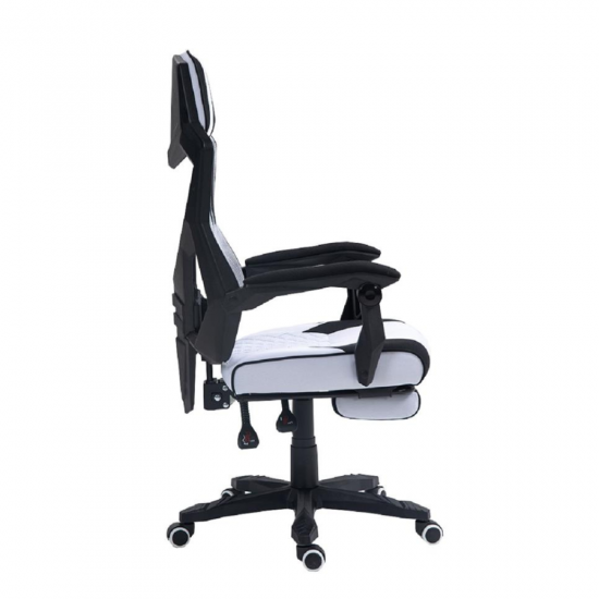 CADEIRA GAMER NEWHERO KINTO RECLINAVEL COM APOIO DE PERNAS BRANCO/PRETO