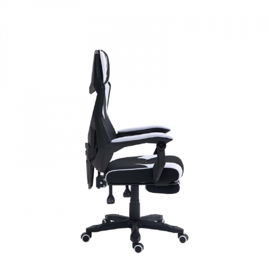 CADEIRA GAMER NEWHERO KINTO RECLINAVEL COM APOIO DE PERNAS BRANCO/PRETO