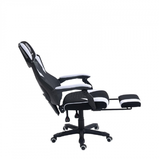 CADEIRA GAMER NEWHERO KINTO RECLINAVEL COM APOIO DE PERNAS BRANCO/PRETO