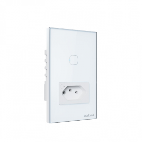 TOMADA SIMPLES COM 1 INTERRUPTOR SMART WIFI INTELBRAS 10A 4850066 ETS 2001 BRANCO