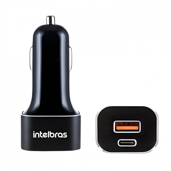 FONTE VEICULAR USB-A/USB-C PARA CELULAR INTELBRAS 4820107 ECV 11 POWER 38W PRETO