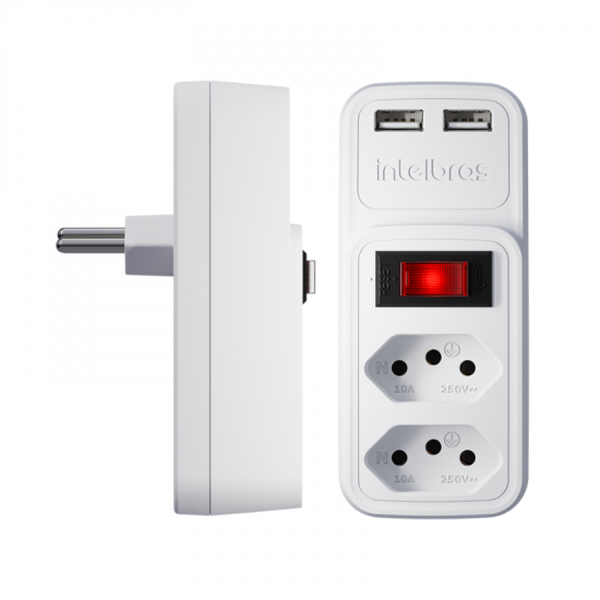 ADAPTADOR ELETRICO EAC 202 2 TOMADAS 2 USB BRANCO INTELBRAS 4824400