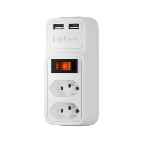 ADAPTADOR ELETRICO EAC 202 2 TOMADAS 2 USB BRANCO INTELBRAS 4824400