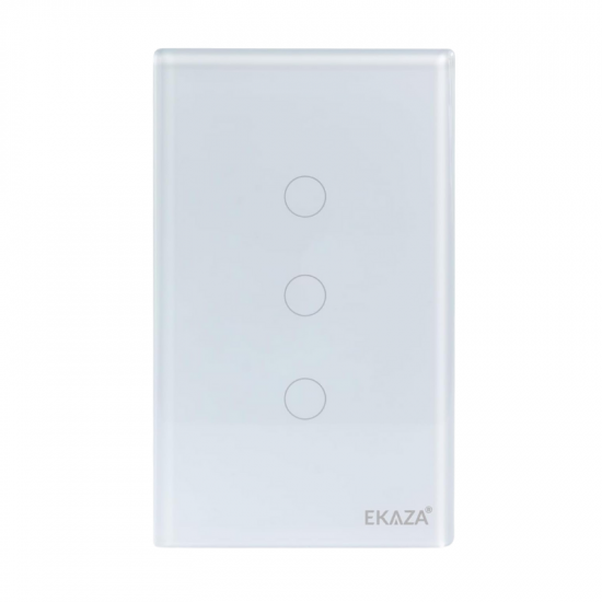 INTERRUPTOR INTELIGENTE  TOUCH WIFI+BLE 2.5D BRANCO 3 BOTOES T307 3W EKAZA